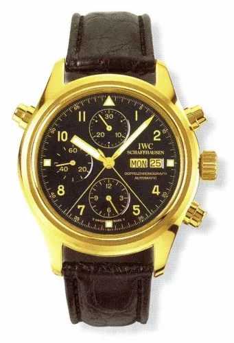 IWC Pilot's Watch Doppelchronograph Yellow Gold / Black / Italian / Strap IW3711-14 (IW371114)